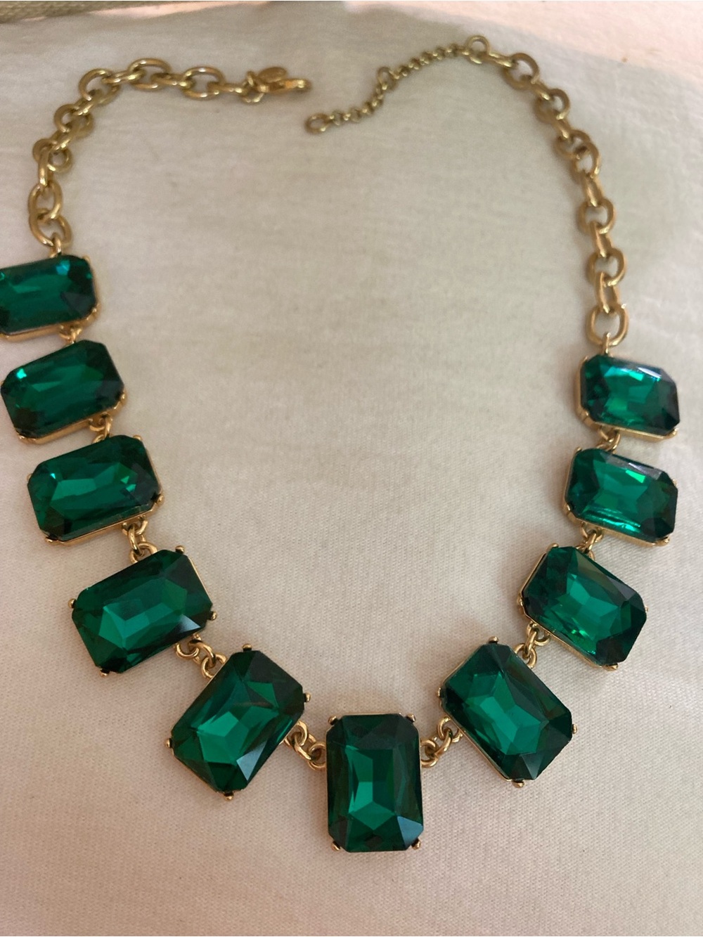 J. Crew Emerald Green Colored Glass Stones Statement Necklace